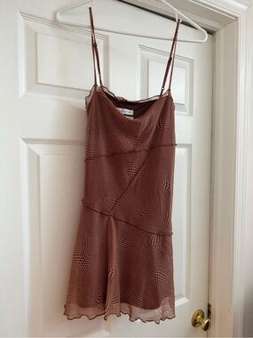 Urban Outfitters Brown Mini Slip Dress with Textured Print